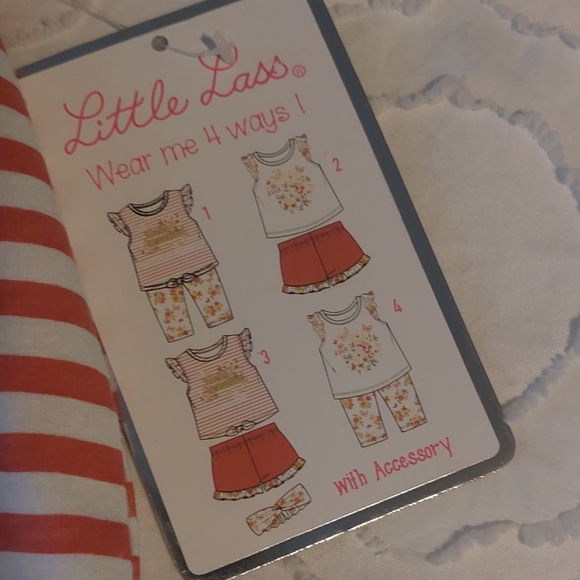 NWT Little Lass 4 piece set with matching accessory headband 4T - Picture 2 of 3